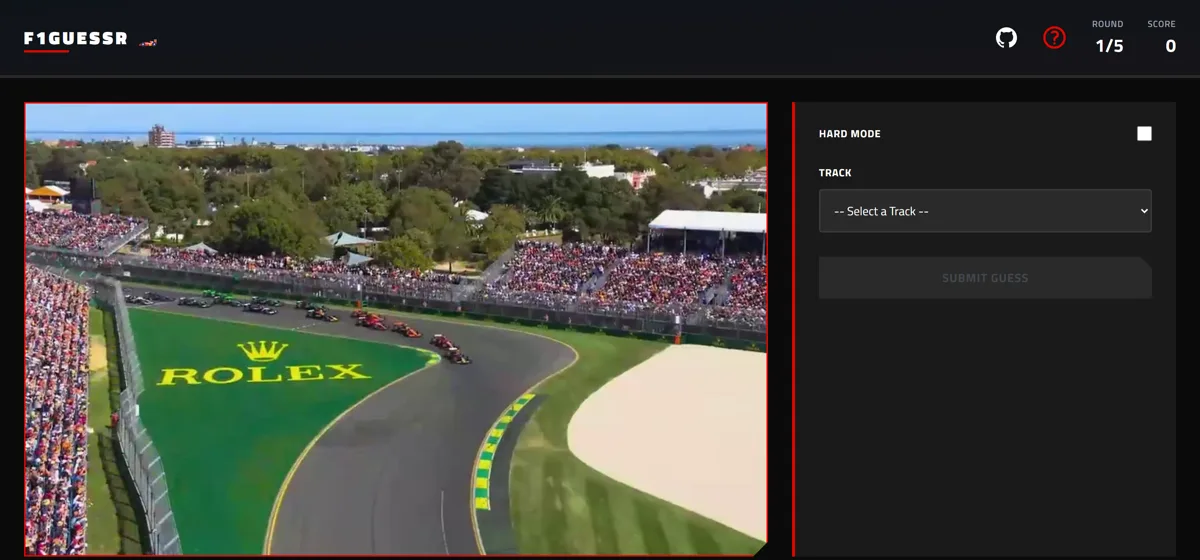 The F1Guessr game